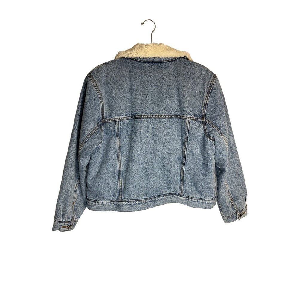 NWT Abercrombie & Fitch Sherpa Lined Button Down Blue Jean Jacket-sz Large - Picture 7 of 8